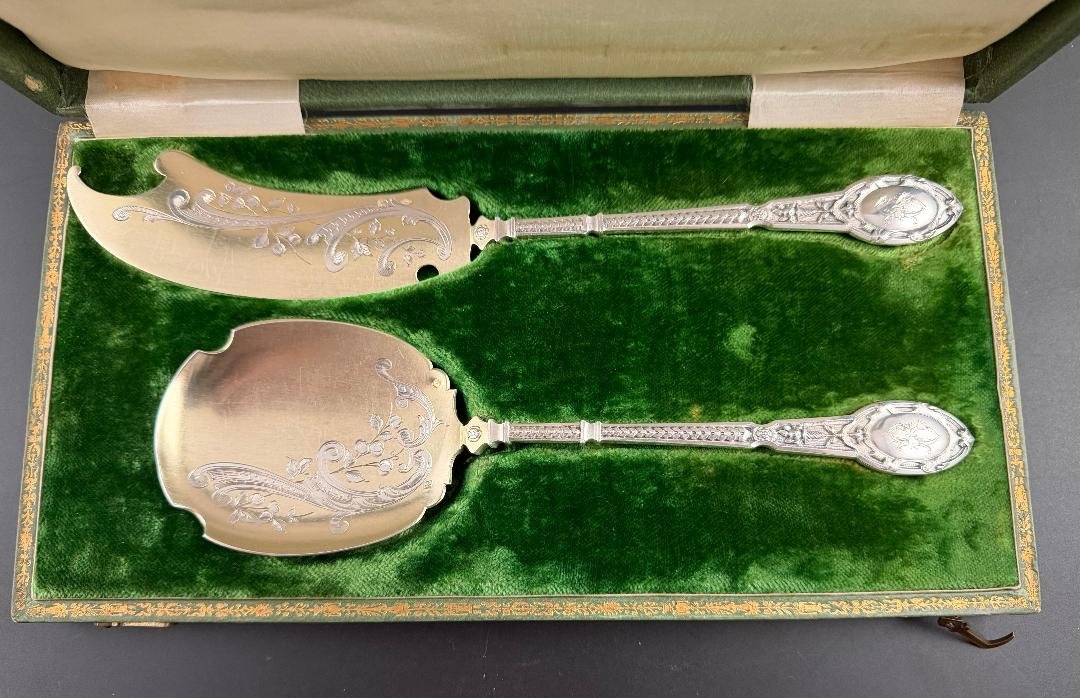 Henri Soufflot: Silver And Vermeil Ice Cream Set With Mascarons Design-photo-3