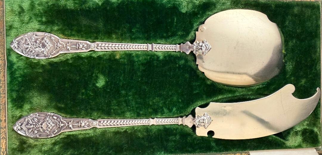 Henri Soufflot: Silver And Vermeil Ice Cream Set With Mascarons Design-photo-4