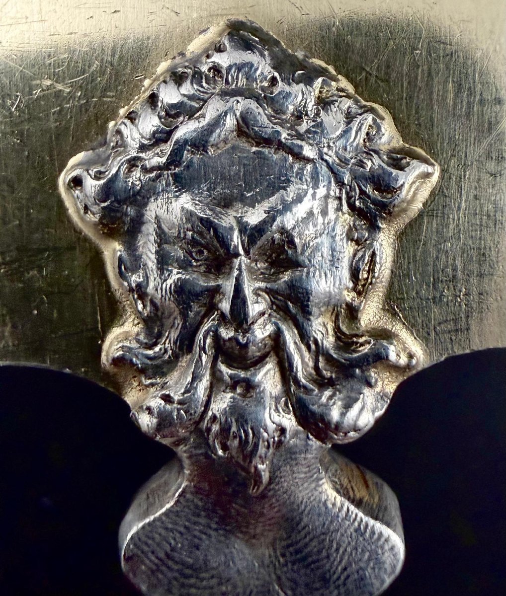 Henri Soufflot: Silver And Vermeil Ice Cream Set With Mascarons Design-photo-2