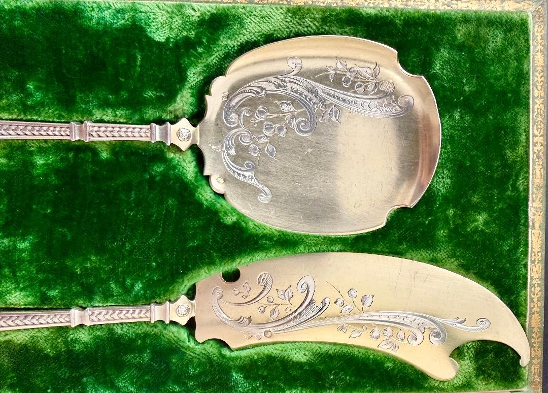 Henri Soufflot: Silver And Vermeil Ice Cream Set With Mascarons Design-photo-4