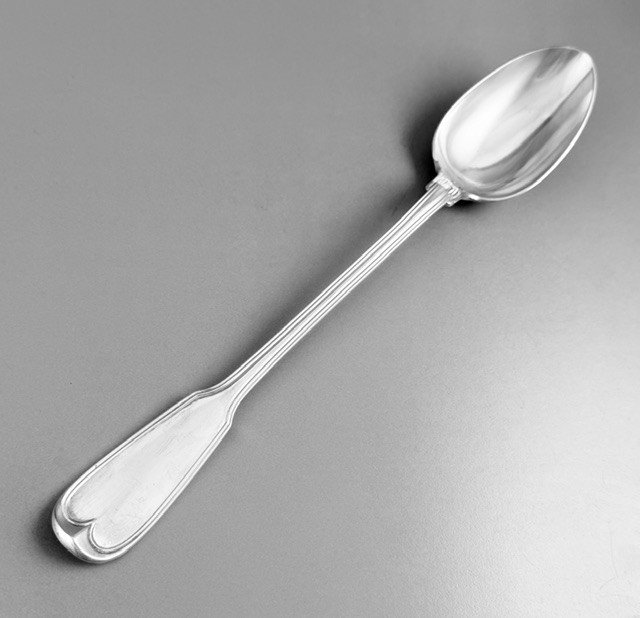 Chaslon: Large Stew Spoon In Solid Silver, 185.4 Grs, La Rochelle, 1784