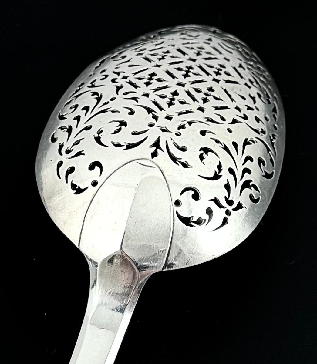 Desportes: Solid Silver Olive Spoon, Paris 1726, Coat Of Arms-photo-3