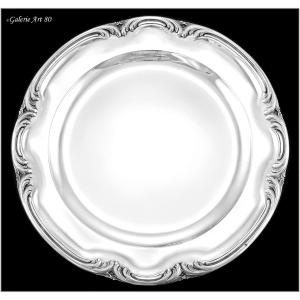 Odiot : Large Sterling Silver Louis XV Style Round Serving Dish / Platter -  34cm Diameter