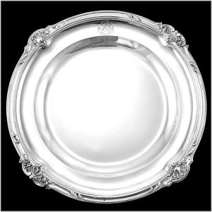 Puiforcat : Large Round Louis XV Style Sterling Silver Serving Platter  33.6cm