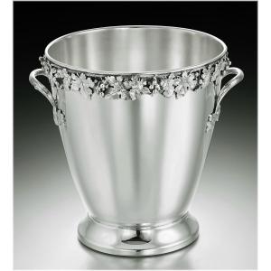 Italian Large Cooler / Champagne Bucket In Solid  Silver - Pampres De Vigne