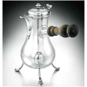 Mathieu Brunot: Rare Chocolate Pot In Sterling Silver From Burgundy - Dijon 1775-76
