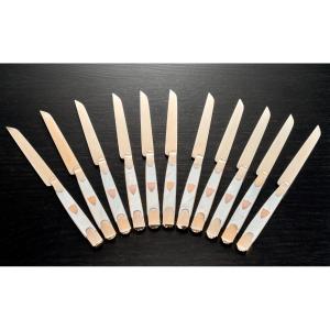 Simon Salmon: Mother-of-pearl, Vermeil Sterling Silver And Gold Knife Set, Empire Period