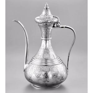 Duponchel & Revil: Orientalist / Ottoman Style Coffee Pot In Sterling Silver