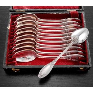 Deflon : Art Nouveau Sterling Silver Spoon Set Thistles Pattern,  Box