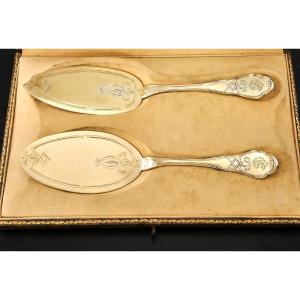 Puiforcat :  Sterling Silver Vermeil Serving Pieces (2) Iart Nouveau Era