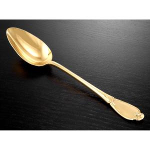 Charles TIRBOUR : Rare Cuillère à Ragoût en Argent massif Vermeil Art Nouveau CYCLAMEN