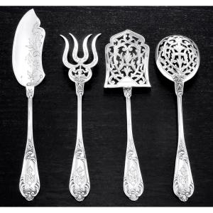 SOUFFLOT : Service à Foie / Gras Hors d'Oeuvre en Argent massif St. Louis XV