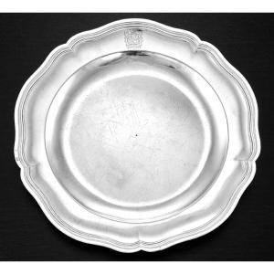 Claude-Pierre DEVILLE : Plat rond en Argent massif XVIIIème PARIS 1774 Armoiries