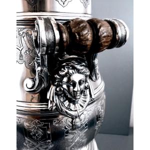 TETARD : Important Samovar / Fontaine à Thé en Argent St . Regence MASCARONS