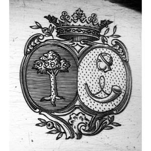 Forestier: Pair Of Sterling Silver Plates Normandie Coat Of Arms Valognes 1771-75