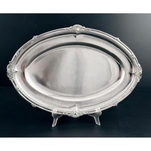 Puiforcat: Oval Solid Silver Dish With A Shell-and-net Design, +822 G
