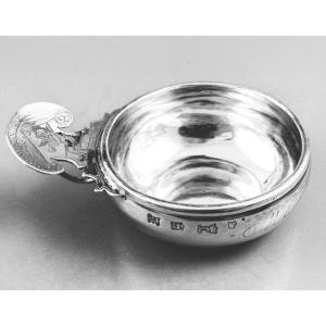 CLAVIER : Rare Taste-vin en Argent +160g ROUEN 1747 "Qui me Coute est Pris"