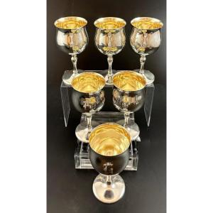 REED & BARTON : Service de Grands Verres sur pieds en Argent massif Vermeil