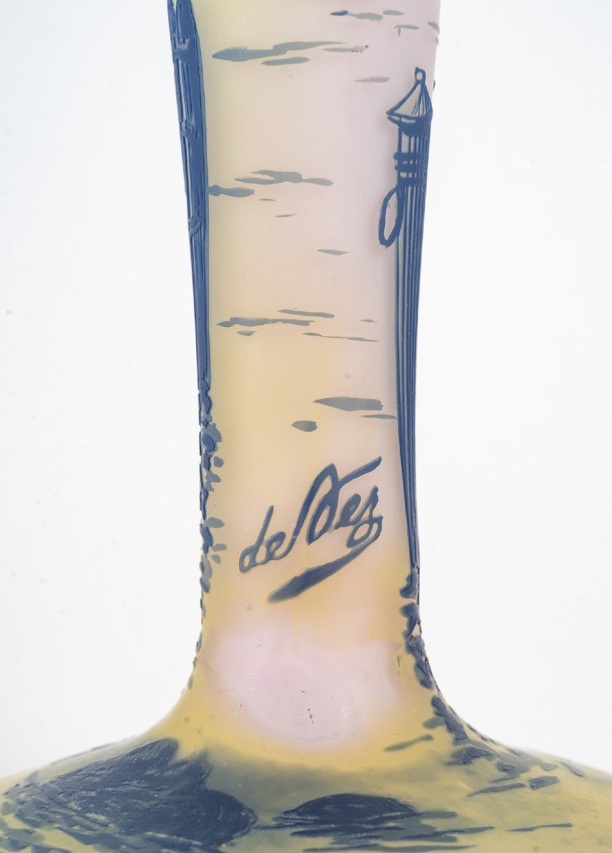 Cristallerie De Pantin  De Vez (Camille Trutié De Varreux ), Vase Fuselé Gravé à L’acide-photo-2