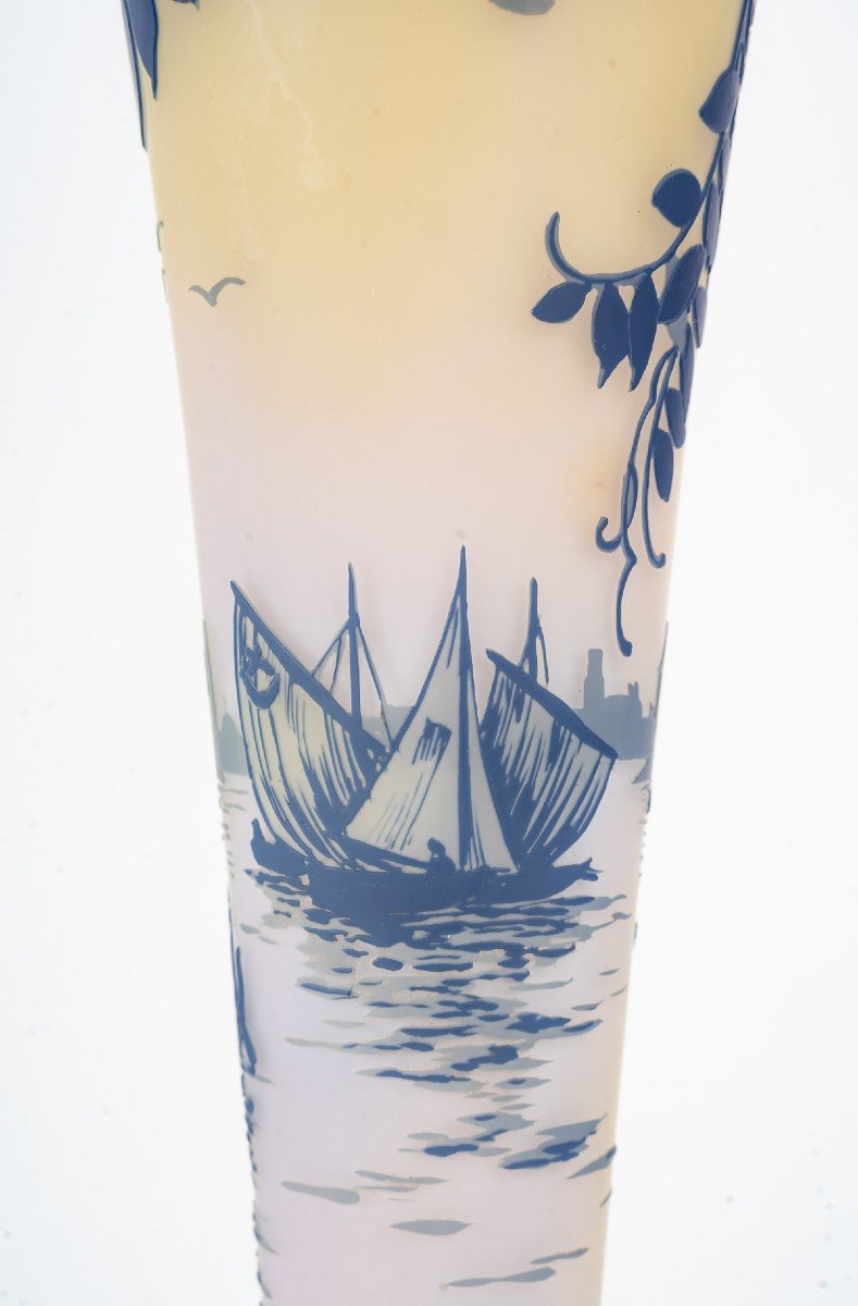 Cristallerie De Pantin  De Vez (Camille Trutié De Varreux ), Vase Fuselé Gravé à L’acide-photo-3