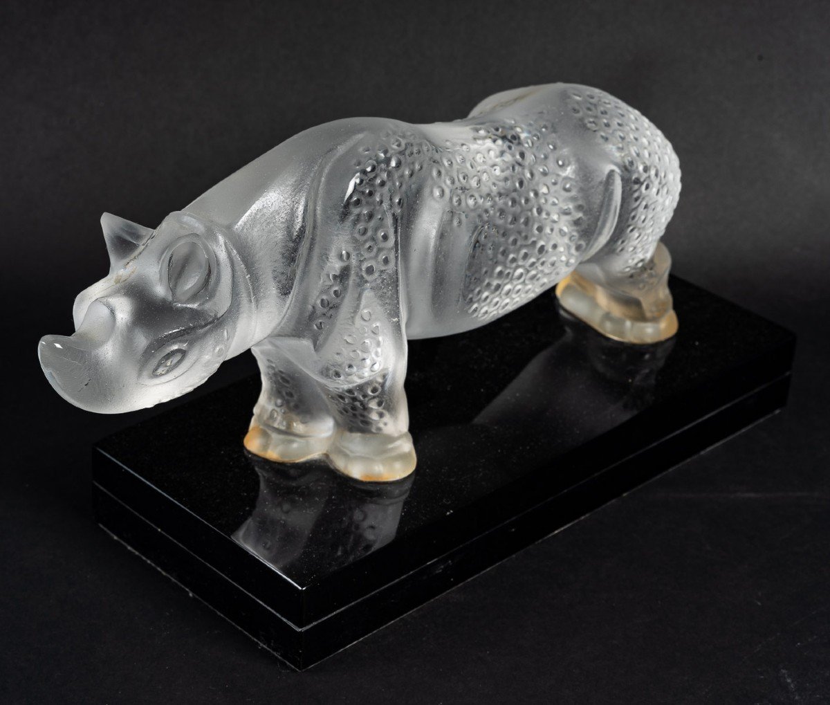 Maison Lalique, Rhinocéros "Toba" Sculpture En Cristal-photo-2