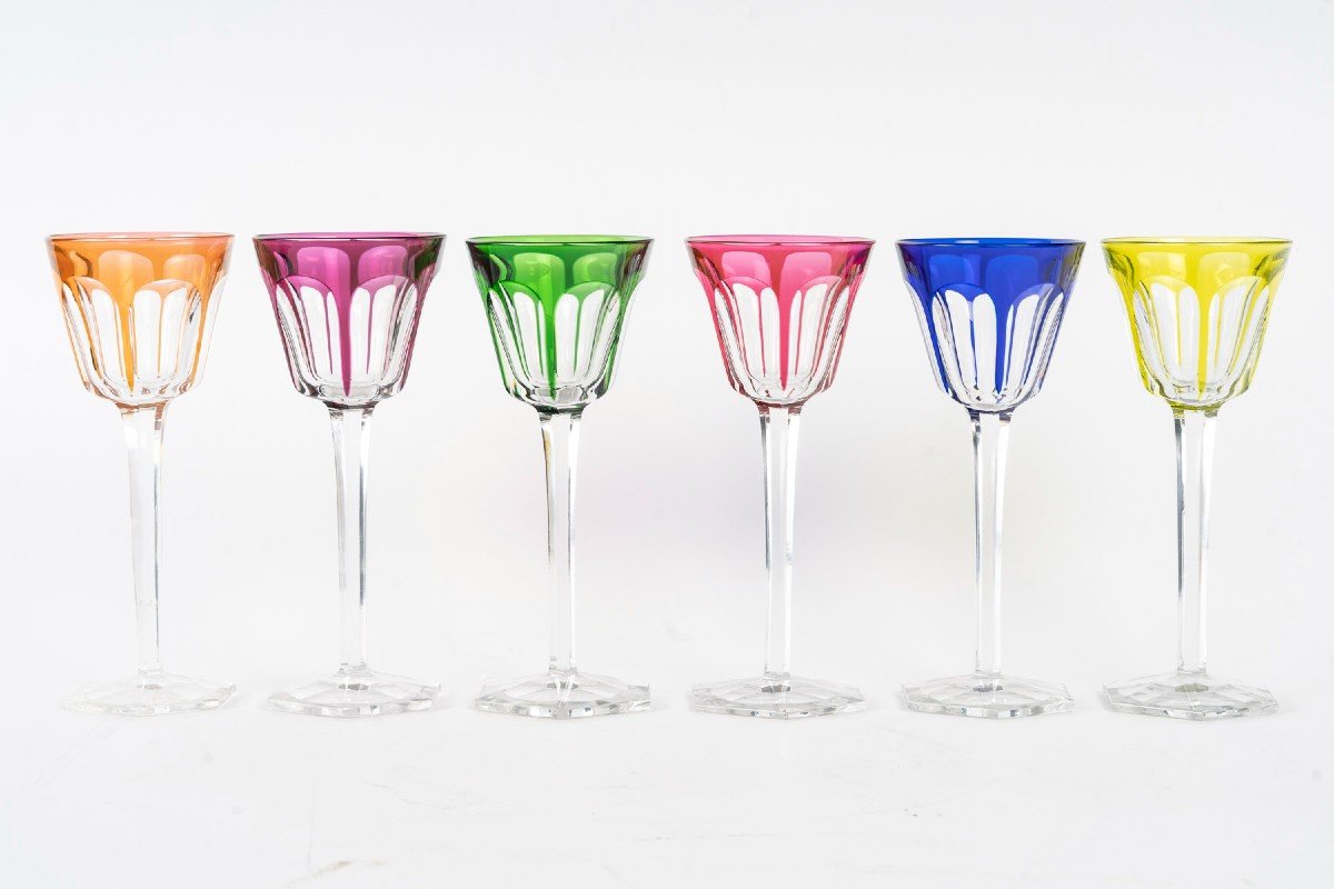 Cristallerie De Baccarat Ensemble De  6 Verres Roemers Modèle Harcourt