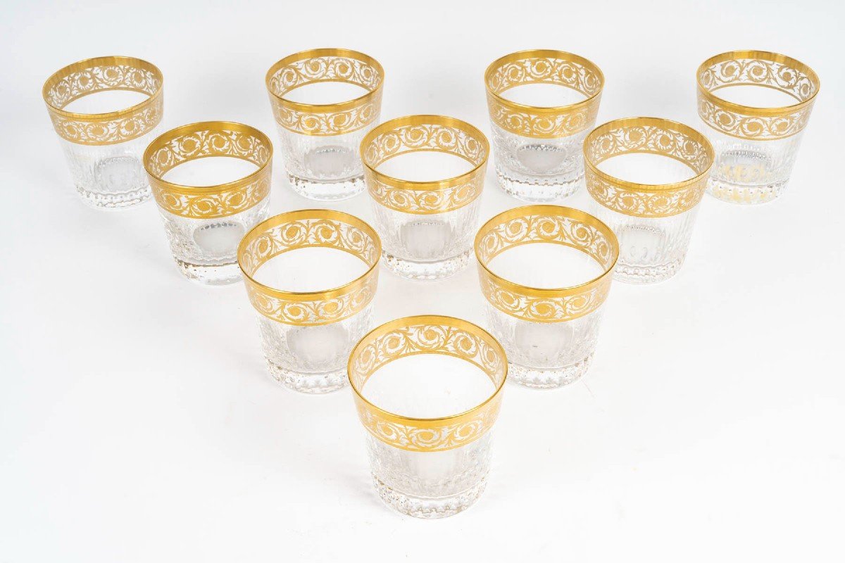 Saint Louis Crystal Thistle Model 10 Old Fashion Whiskey Tumblers Large Model 10 Cm