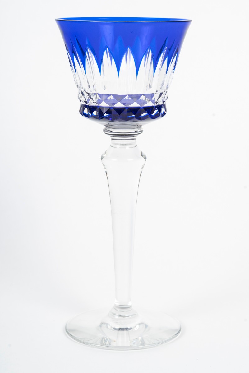 Cristallerie de Baccarat modèle Picadilly 8 verres Roemer couleur bleu-photo-2