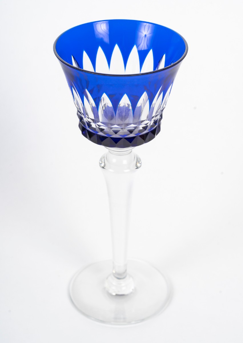 Cristallerie de Baccarat modèle Picadilly 8 verres Roemer couleur bleu-photo-3