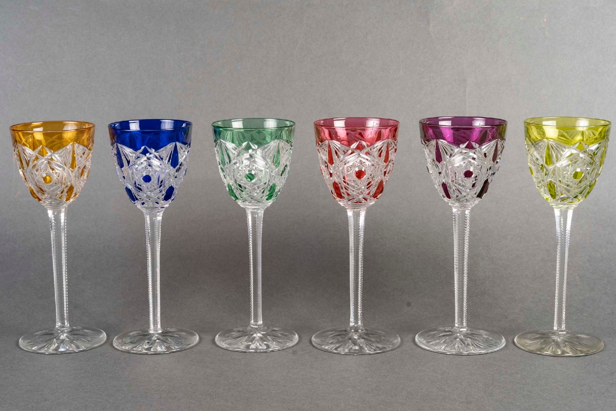Baccarat Crystal, 2 Sets Of 6 Roemers Glasses, "lagny" Model-photo-2