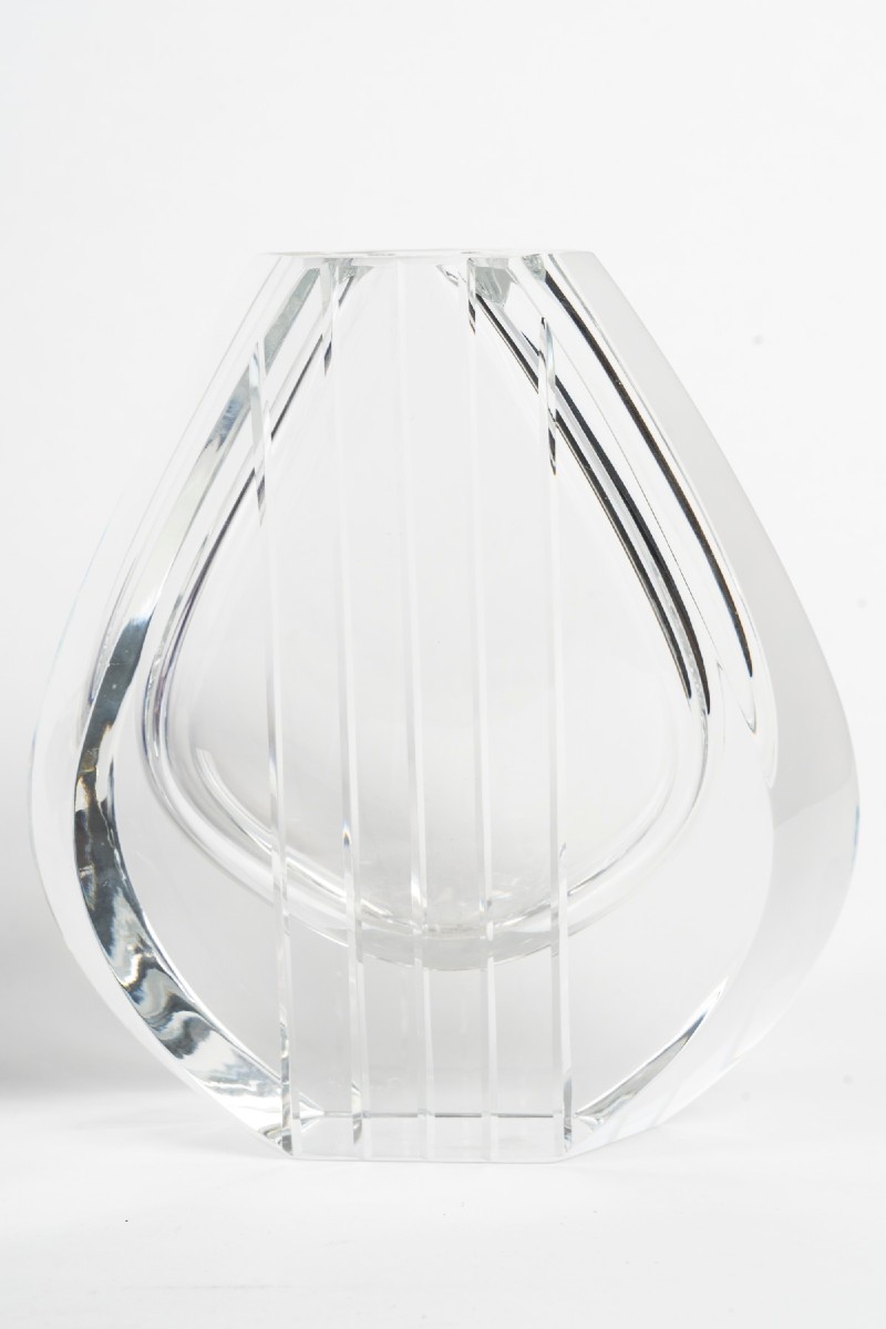 Baccarat Crystal Trio Of Vases Of The "neptune" Model By Thomas Bastide-photo-1
