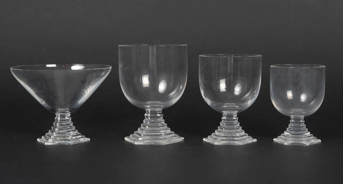 Baccarat Crystal, Orsay Pattern Glassware Service Created By Thomas Bastide