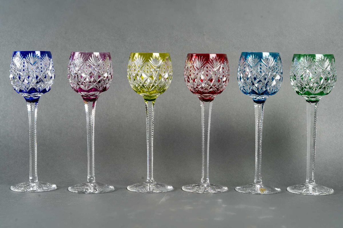 Cristallerie Saint Louis Modèle "Florence",  6 Verres Couleur "Roemers"