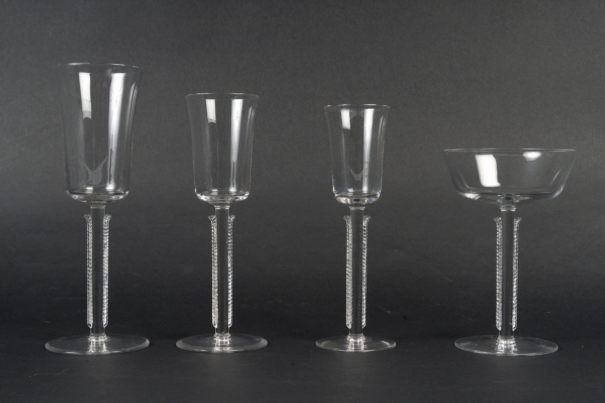 René Lalique, Set Of 33 "cannes" Glasses