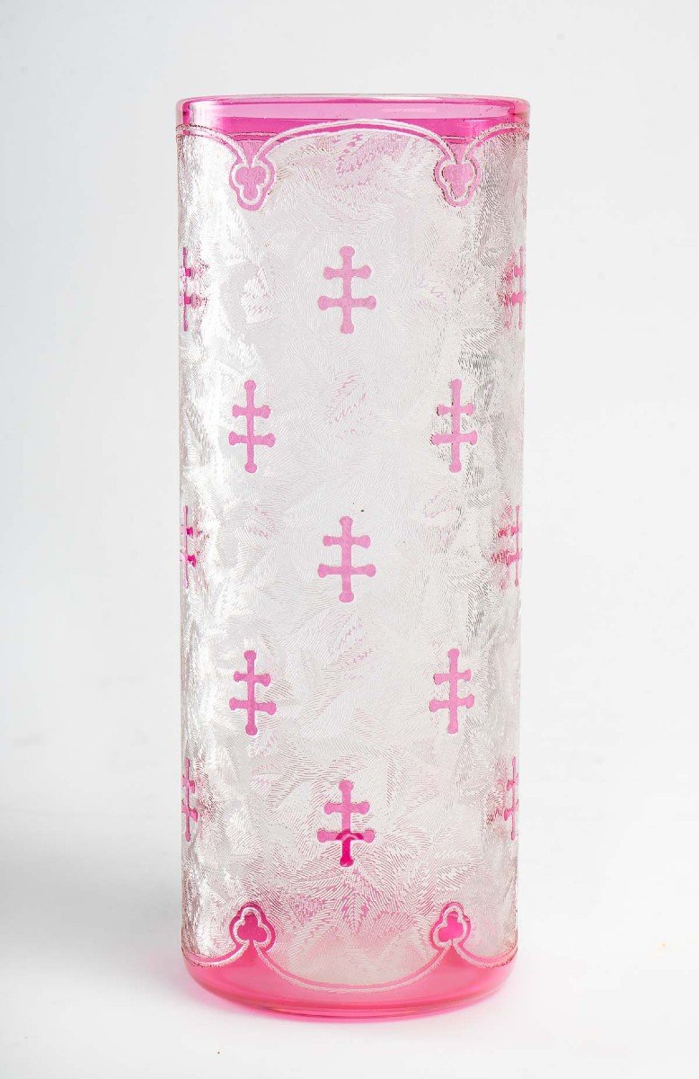 Baccarat, Vase Tube Aux Croix De Lorraine-photo-3