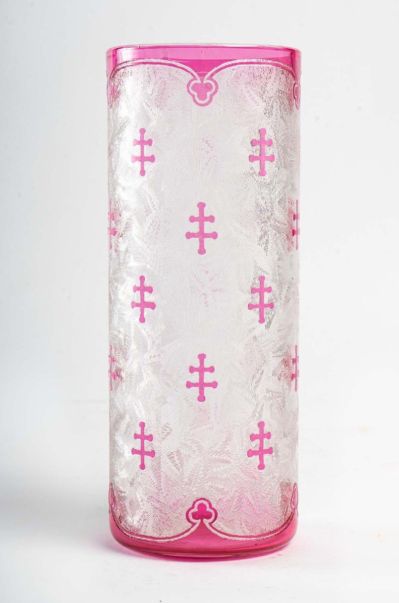 Baccarat, Vase Tube Aux Croix De Lorraine-photo-4