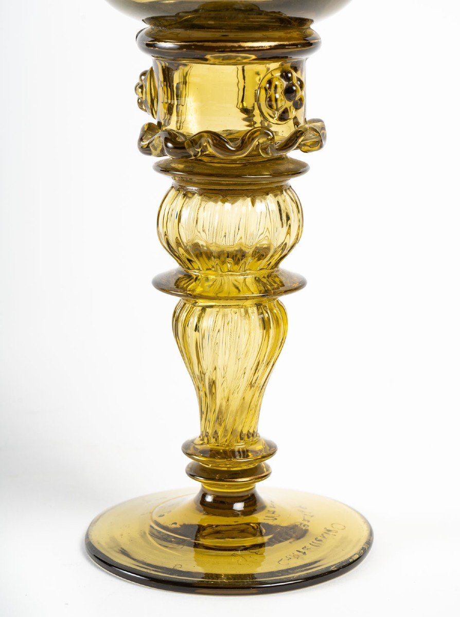 Emile Gallé Crystal, Large Enameled Glass-photo-2