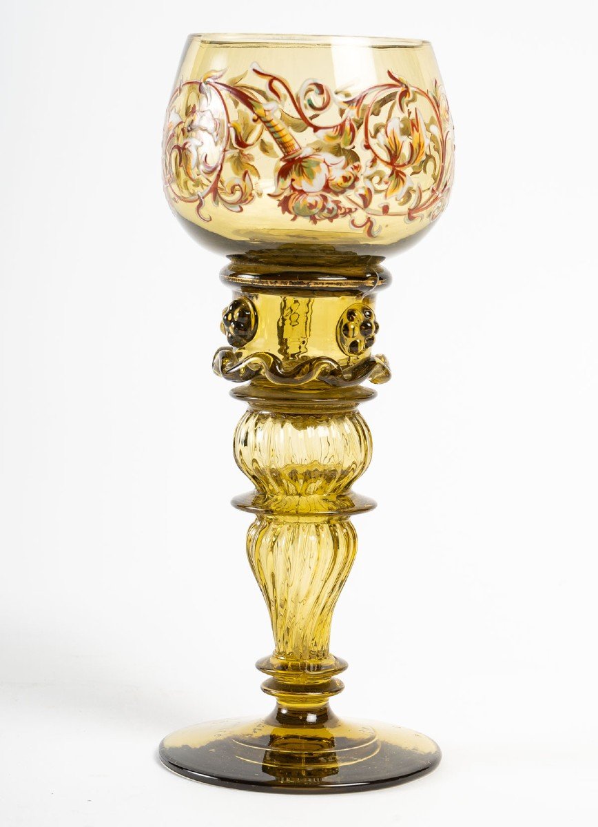Emile Gallé Crystal, Large Enameled Glass-photo-2