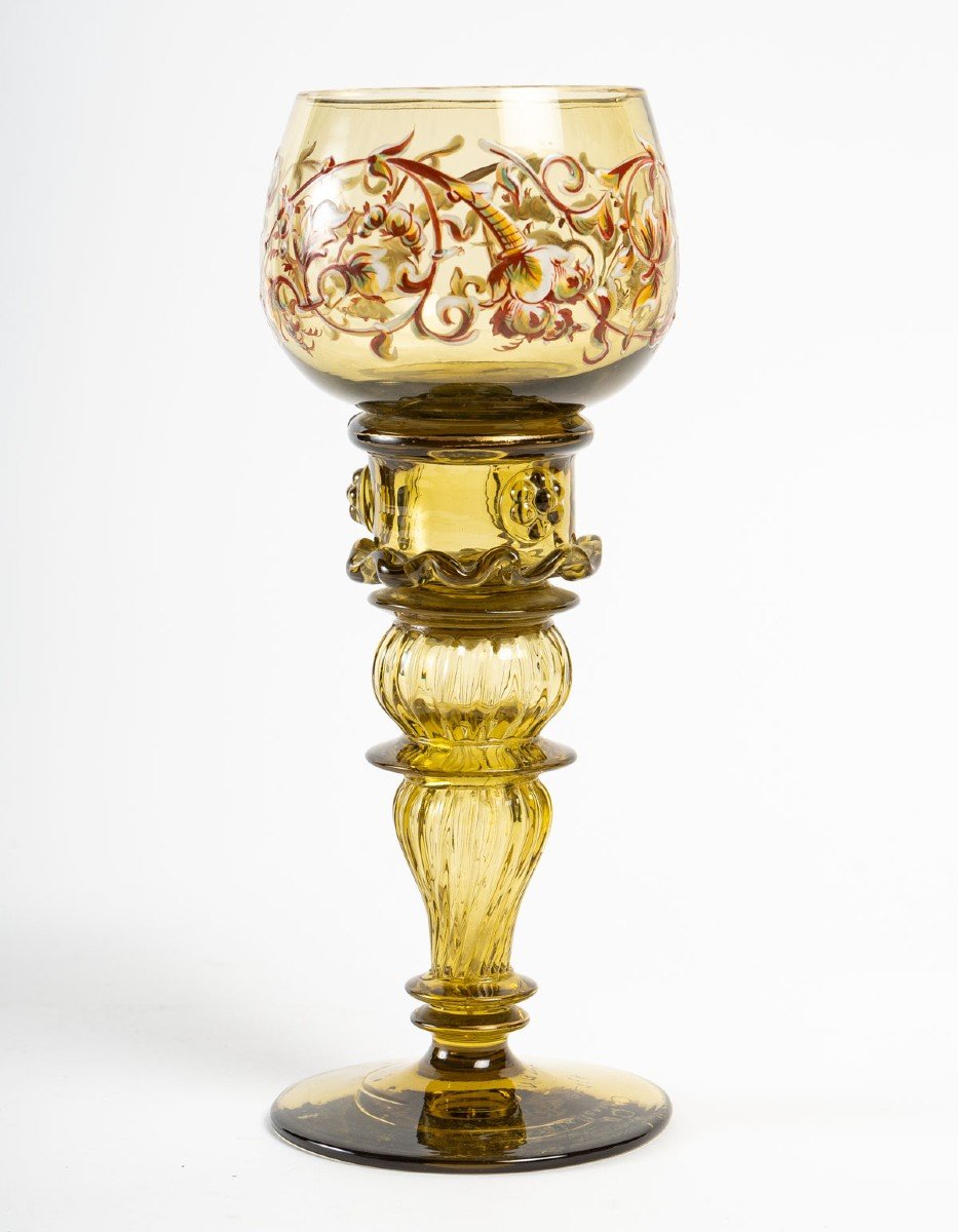 Emile Gallé Crystal, Large Enameled Glass
