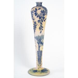 Cristallerie De Pantin  De Vez (Camille Trutié De Varreux ), Vase Fuselé Gravé à L’acide