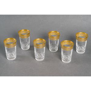 Cristallerie Saint Louis, Tea Glasses Model "thistle Gold"