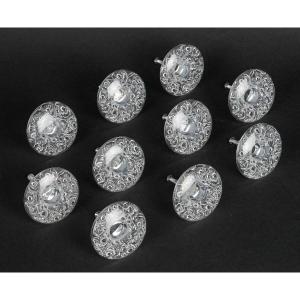 Maison Lalique France 10 Drawer Or Door Knobs, “bucolic” Model