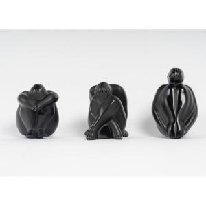 Lalique France, Set Of 3 Statuettes Of Nude Women, With Their Original Boxes