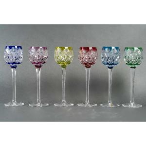 Cristallerie Saint Louis Modèle "Florence",  6 Verres Couleur "Roemers"