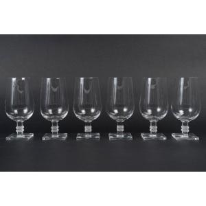 Maison Lalique France, suite de 6 verres à Bière, modèle Argos