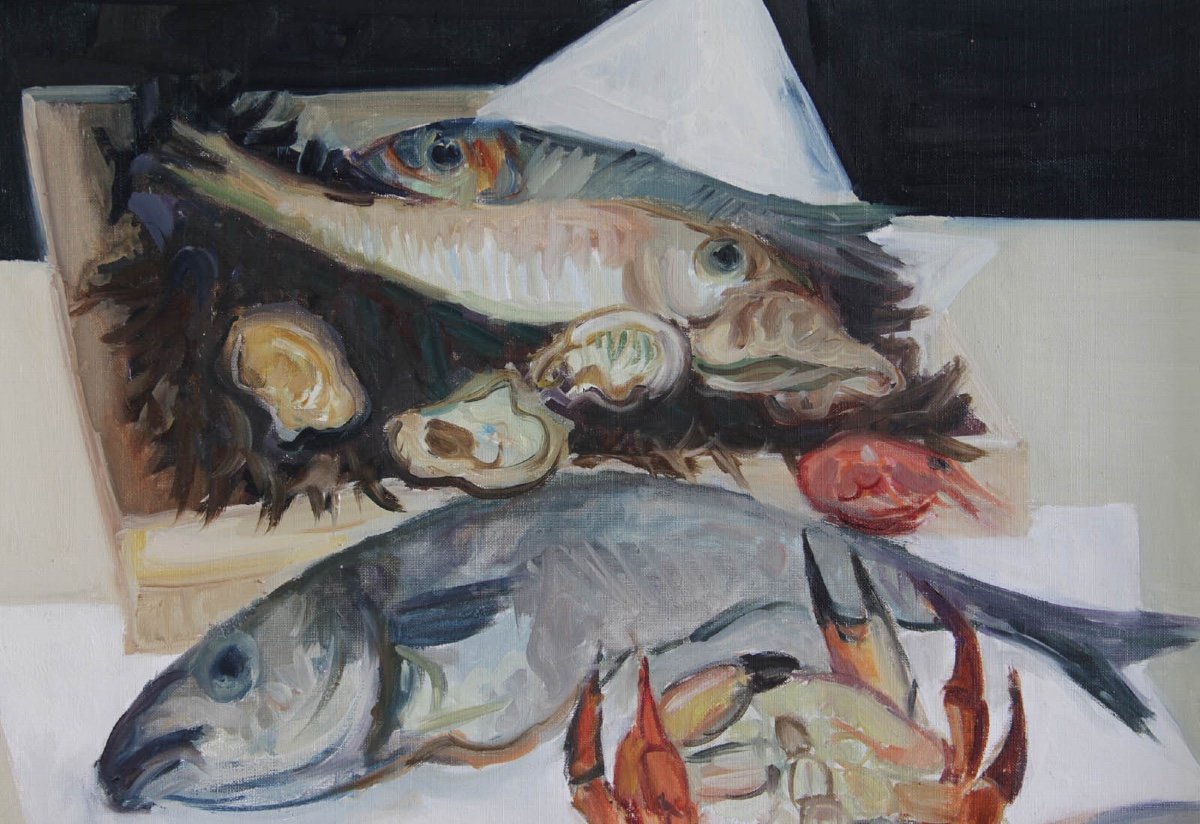 Arthur Van Hecke (1924-2003): Still Life With Fish-photo-6