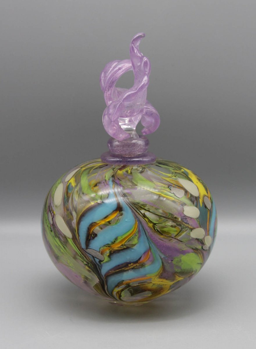 Jorge Mateus: Mauve And Green Decorative Bottle-photo-2