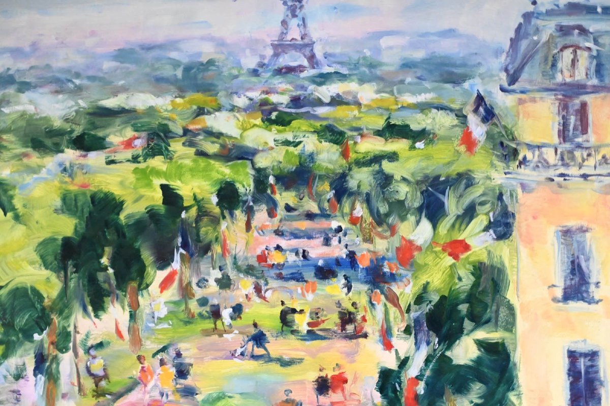 Georges Yoldjoglou :  Paris, Vue Sur Les Jardins De La Tour Eiffel-photo-3