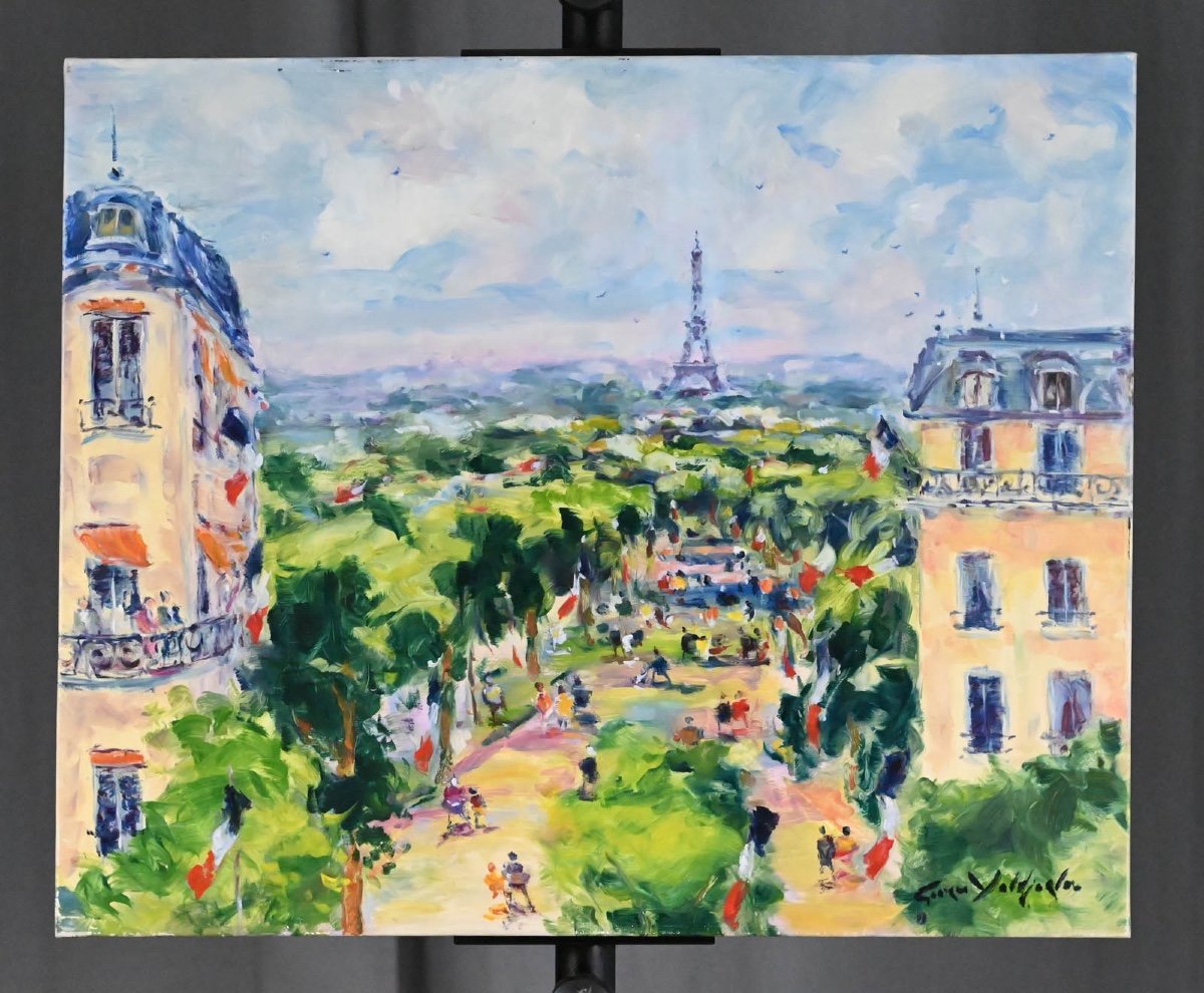 Georges Yoldjoglou :  Paris, Vue Sur Les Jardins De La Tour Eiffel-photo-4