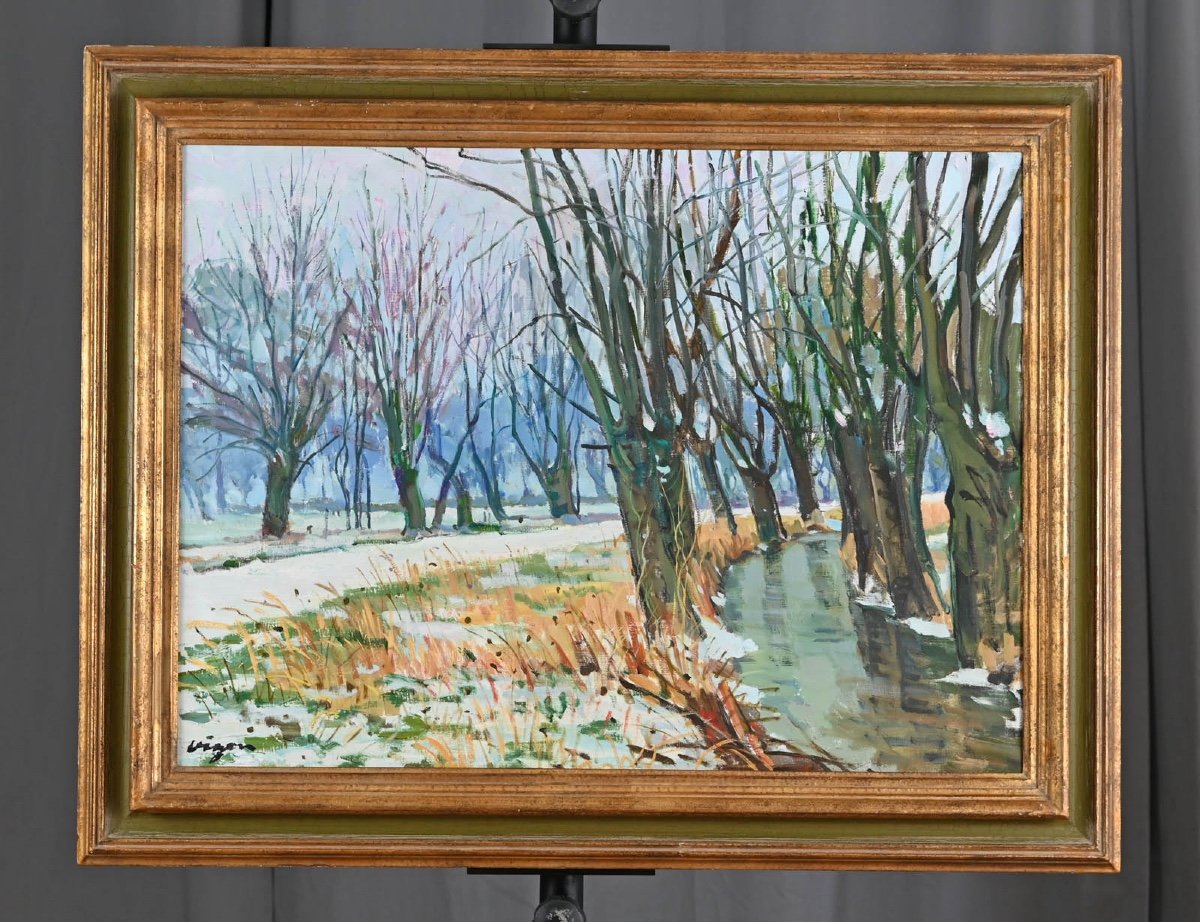 Louis Jacques Vigon (1897-1985) :  Neige à Saint Martin De Boscherville-photo-2